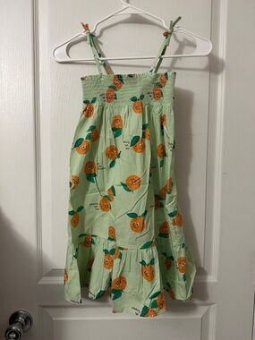 H&M Light Green Summer Dress with Orange Fruit Print